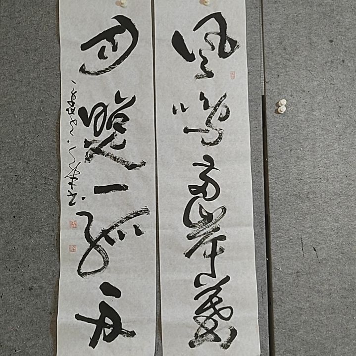 书法四尺对开。月照一孤舟