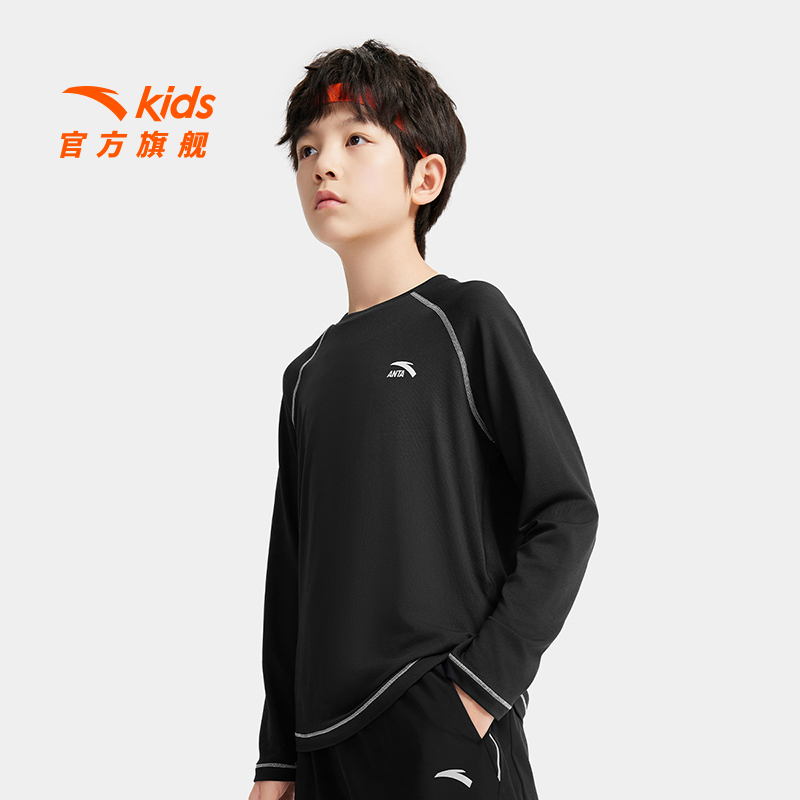 安踏儿童男女童针织长袖T2025新款上新透气舒适青少年