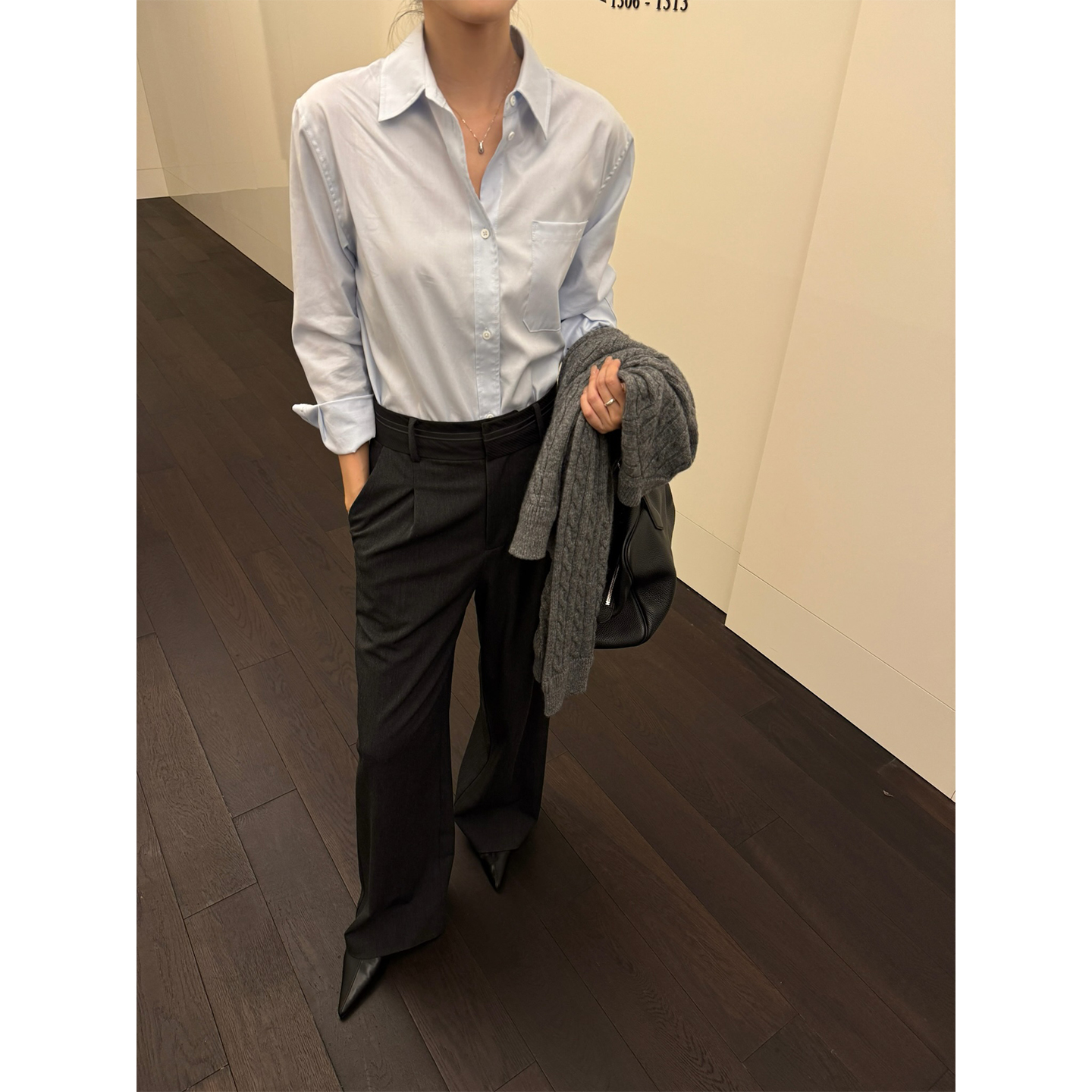 IAMJAM“长绒全棉蓝色衬衫”2025秋冬新款气质百搭显瘦长袖上衣女