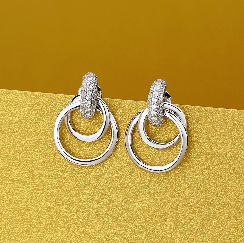925银合成锆石耳饰 “无尽”银925耳钉 10276（Joyce娇姐）