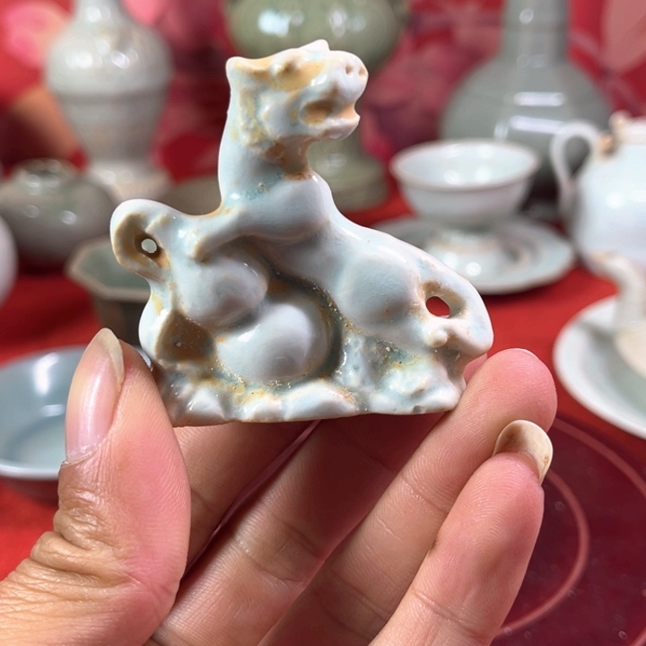 摆件湖田窑狮子葫芦型全美品