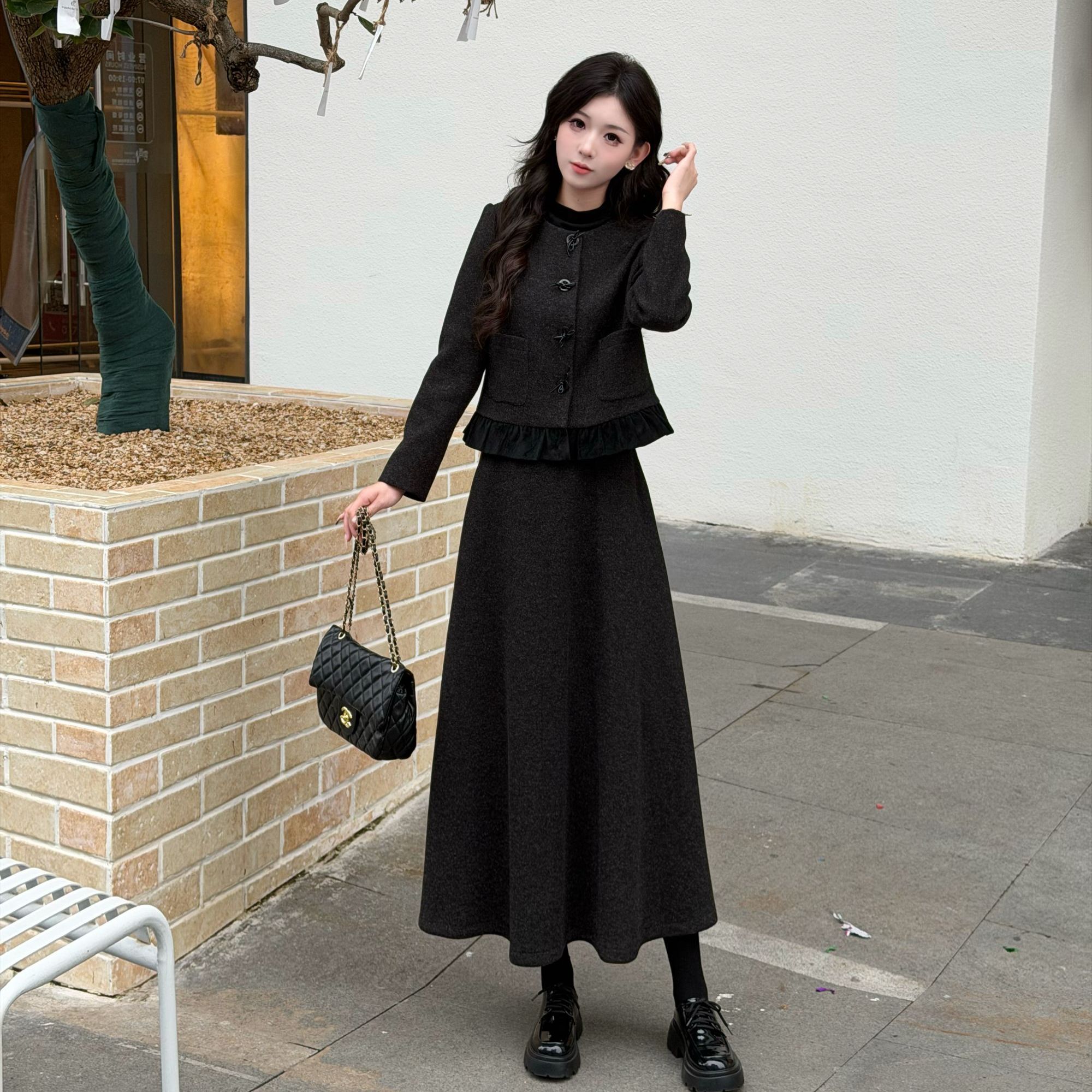 【外套+裙子】二件套显瘦蝴蝶结新款气质高级感休闲外套套装
