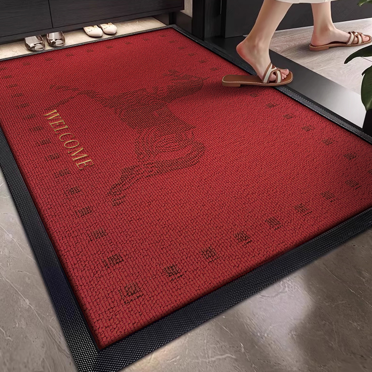 马年入户门地垫门口玄关脚垫进门垫子家用防滑垫进户门地毯高档垫