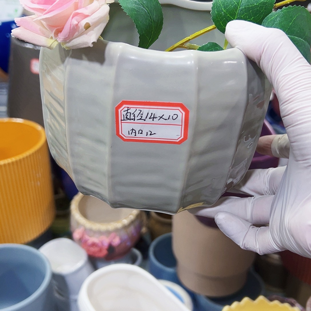 有孔外贸尾单陶瓷花盆凑单10米包邮