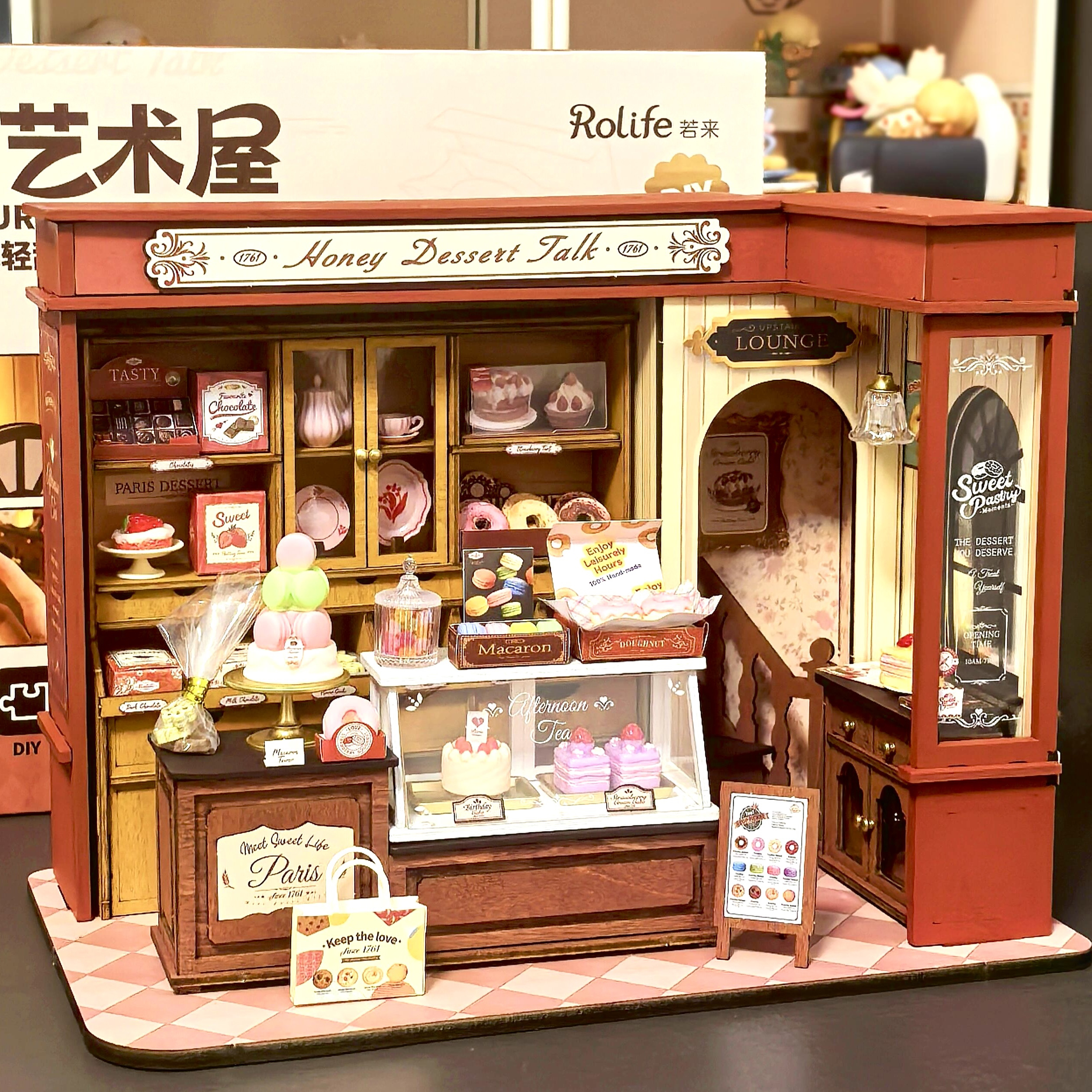 rolife若来法式轻甜甜品店diy小屋手工木质拼装房子女孩玩具礼物