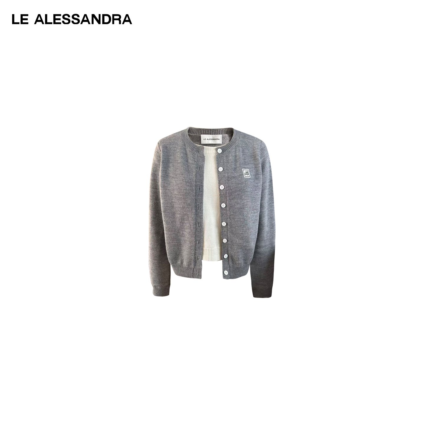 品牌直营LE ALESSANDRA 秋冬毛衣拼色套头假两件毛衣针织衫