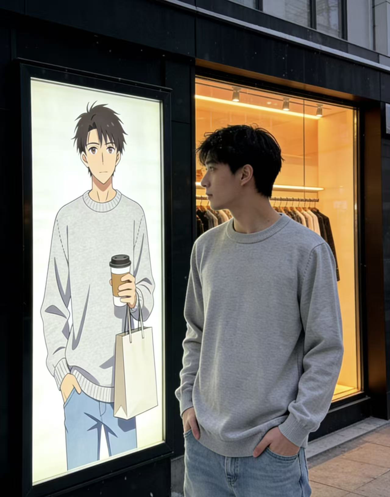 包芯纱毛料纯色圆领针织冬季时尚针织衫长袖毛衣常规简约休闲