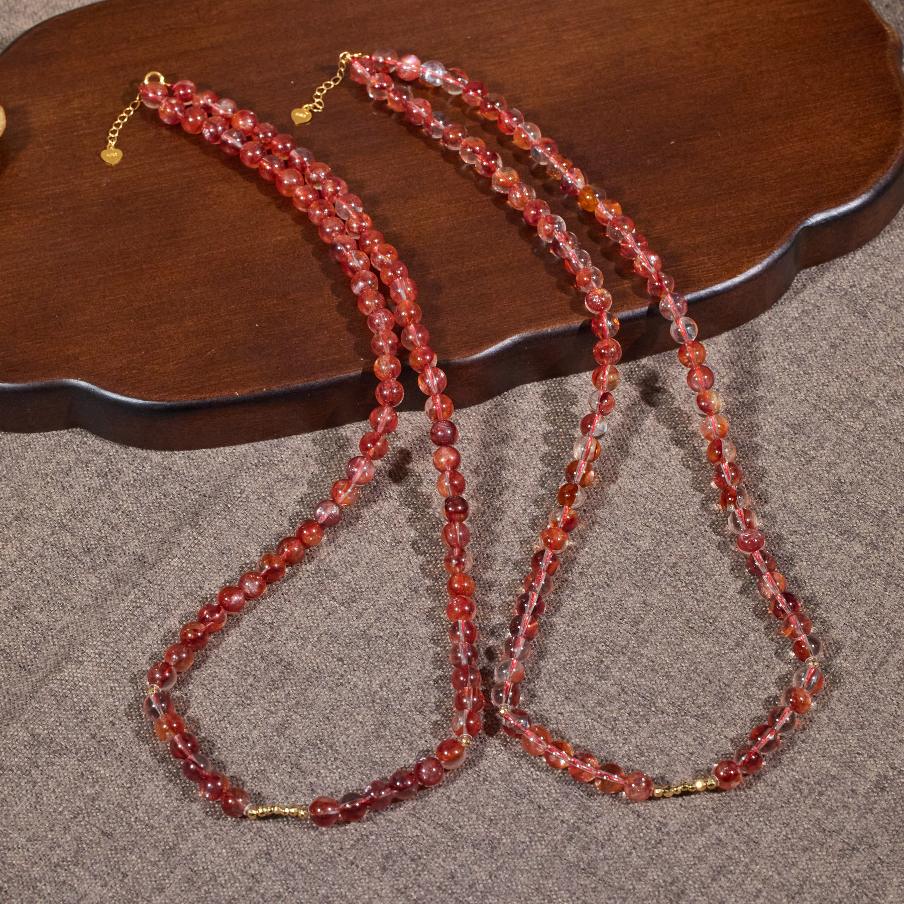 【歪歪】*红胶花项链（多样性发其一）*18K镶嵌N5712