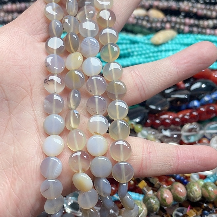 玛瑙/玉髓珠宝半成品未镶嵌一条10mm玛瑙圆饼