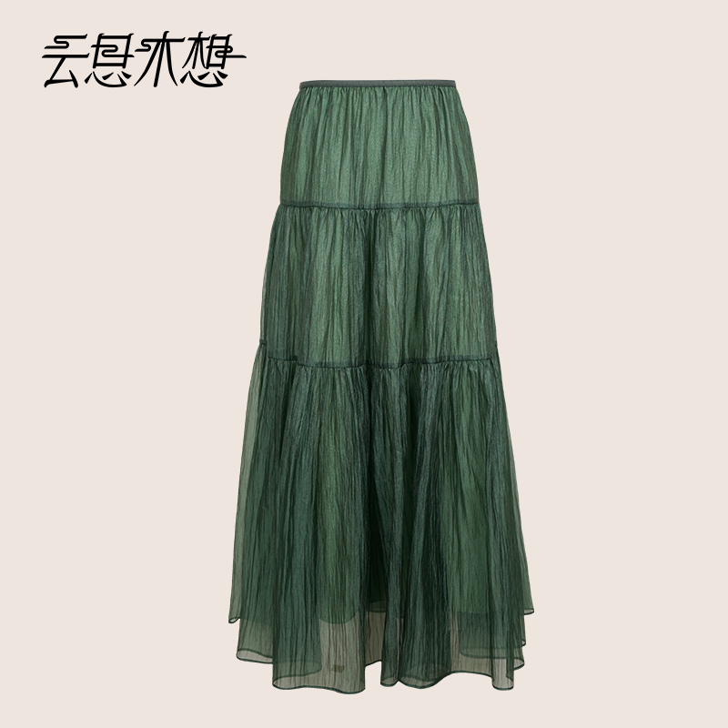 Ysimo-X云思木想 碧月风轻 优雅轻薄蛋糕百褶裙橡筋腰半身裙13168