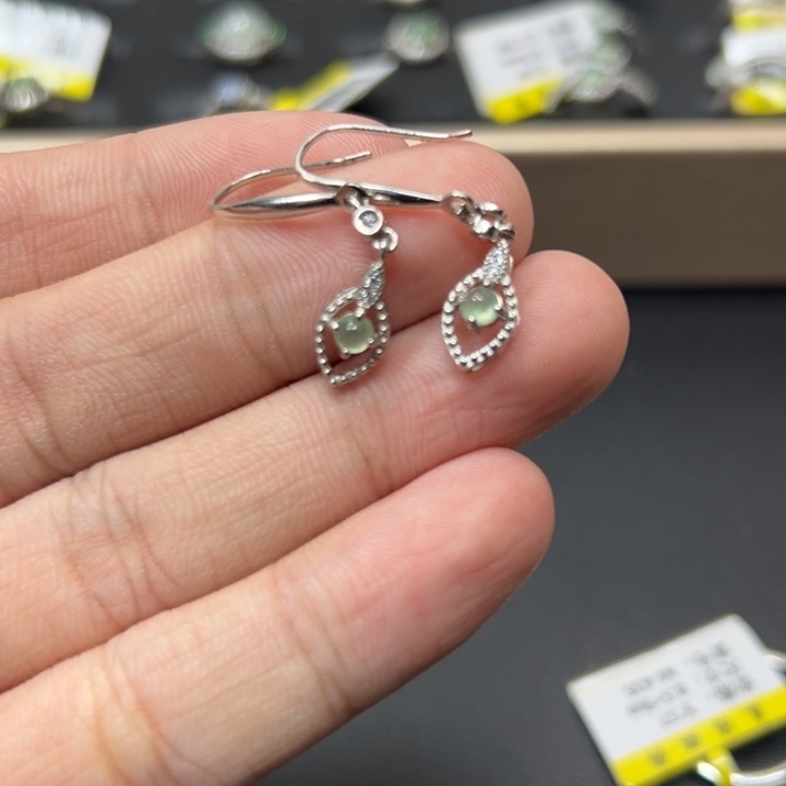 翡翠银S925镶嵌耳饰