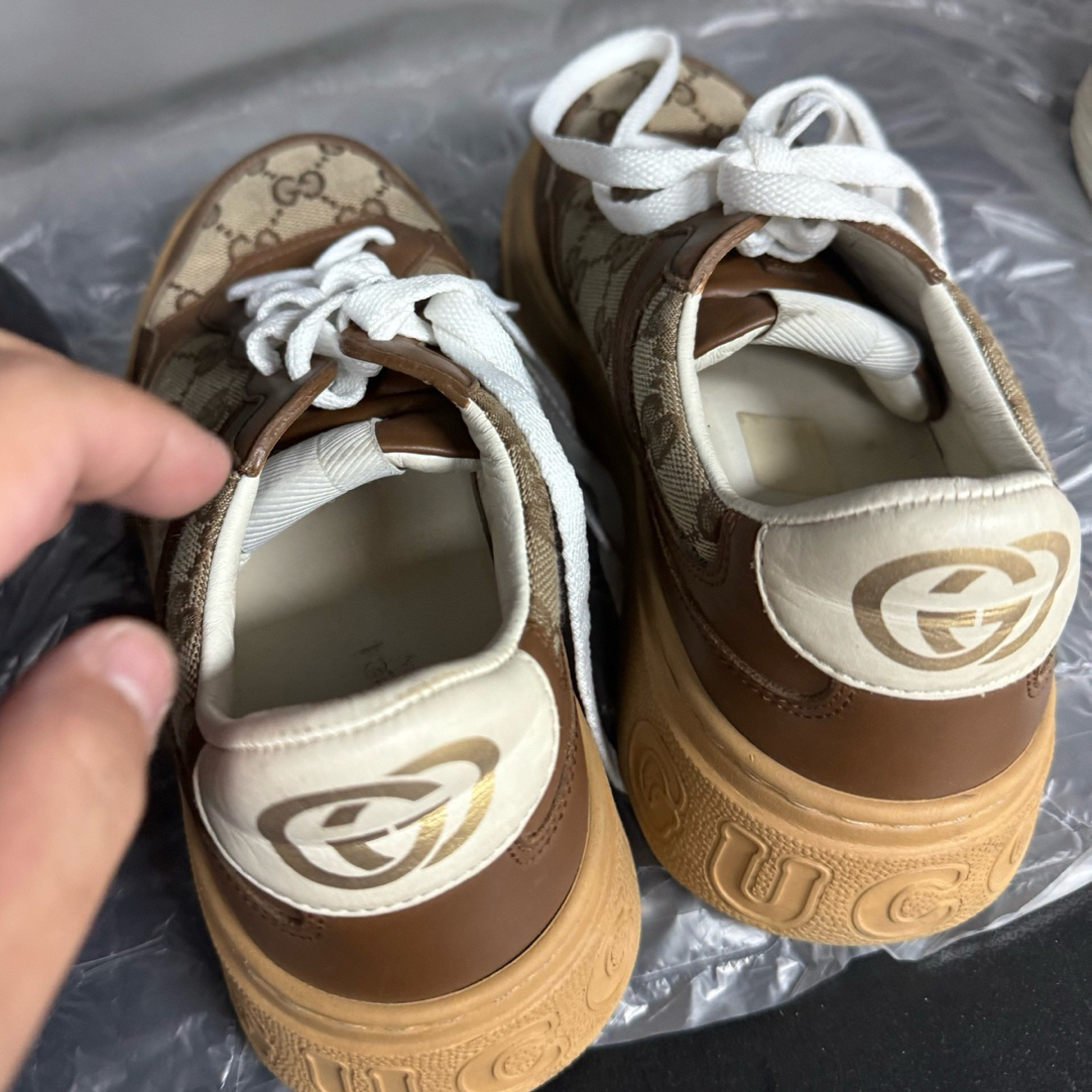 95新 GUCCI/古驰 古驰/37码/焦糖色饼干鞋
