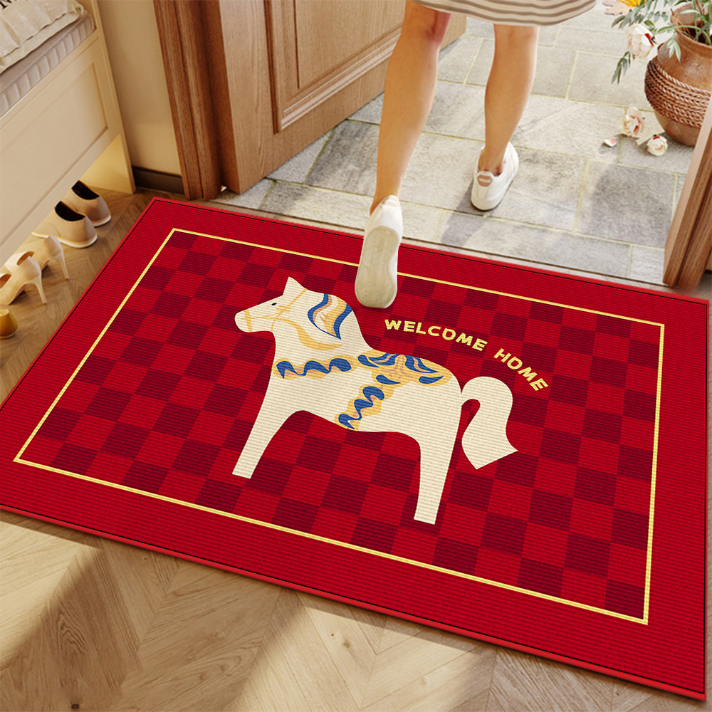 欧洲站高级感马年限定小马客厅脚踏垫地垫地毯脚垫防滑垫垫子