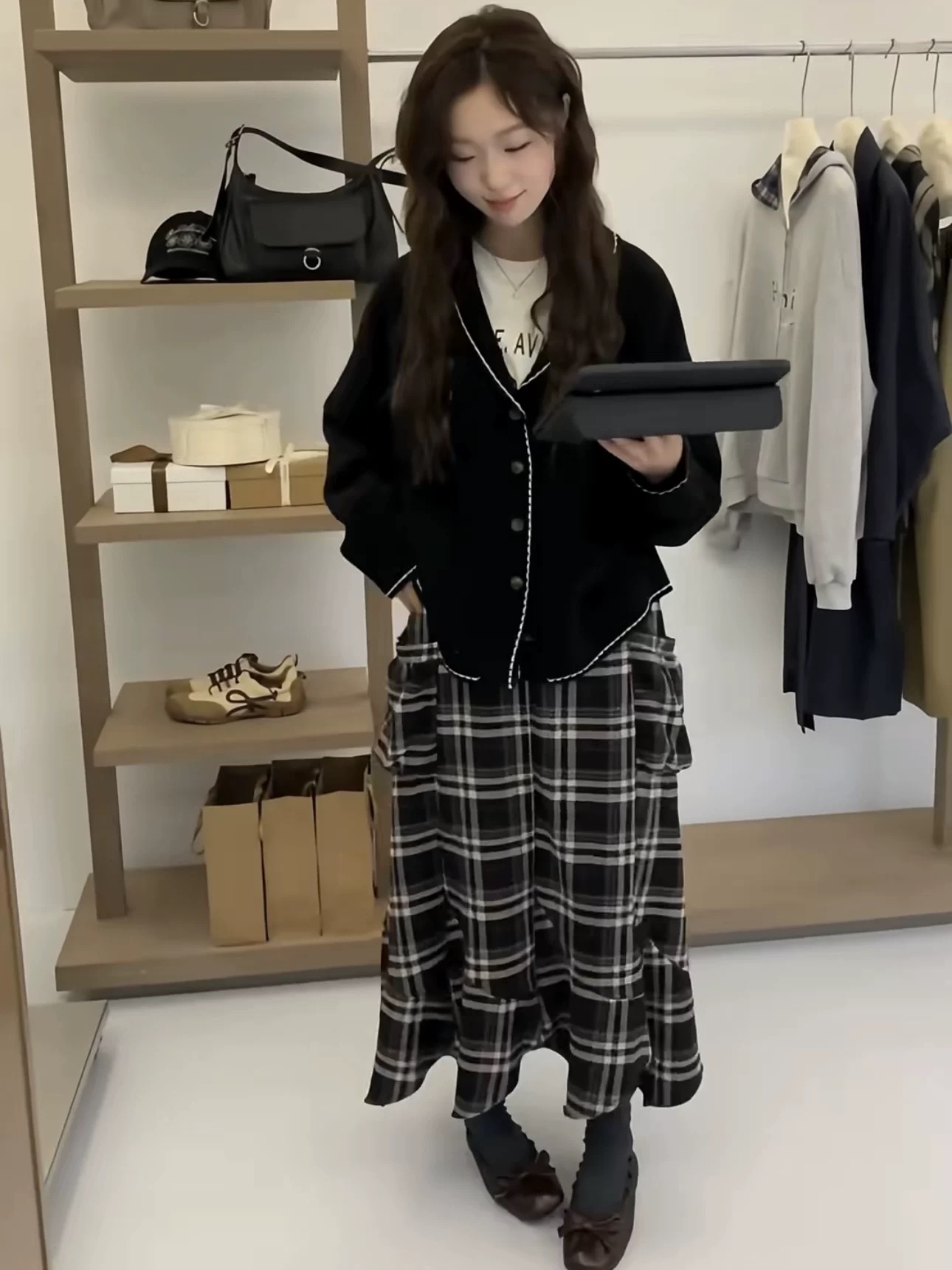 【森系少女】韩系黑色kitty翻领针织外套女秋季软糯糯毛衣开衫宽松