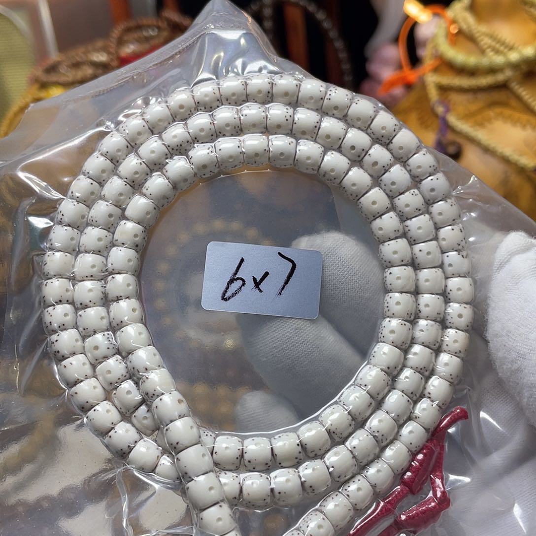 手串星月菩提6-7直切鼓珠半壁大留白脱脂顺白