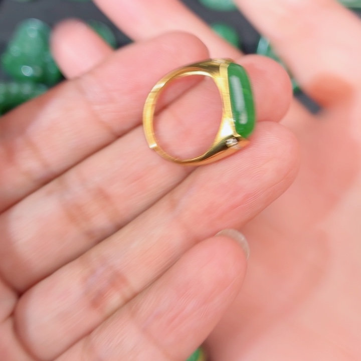 和田玉（碧玉）银S925镶嵌戒指