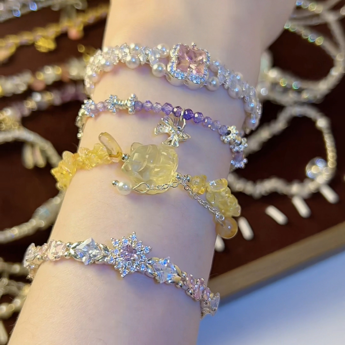 铜合金仿珍珠手链 手工自制DIY编织手链 可爱仙女温柔重工款