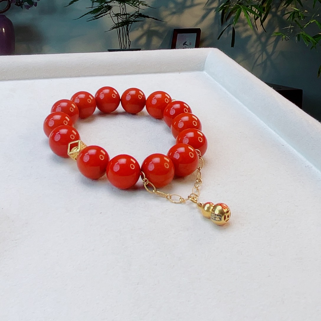 手链18K金镶嵌南红玛瑙南红