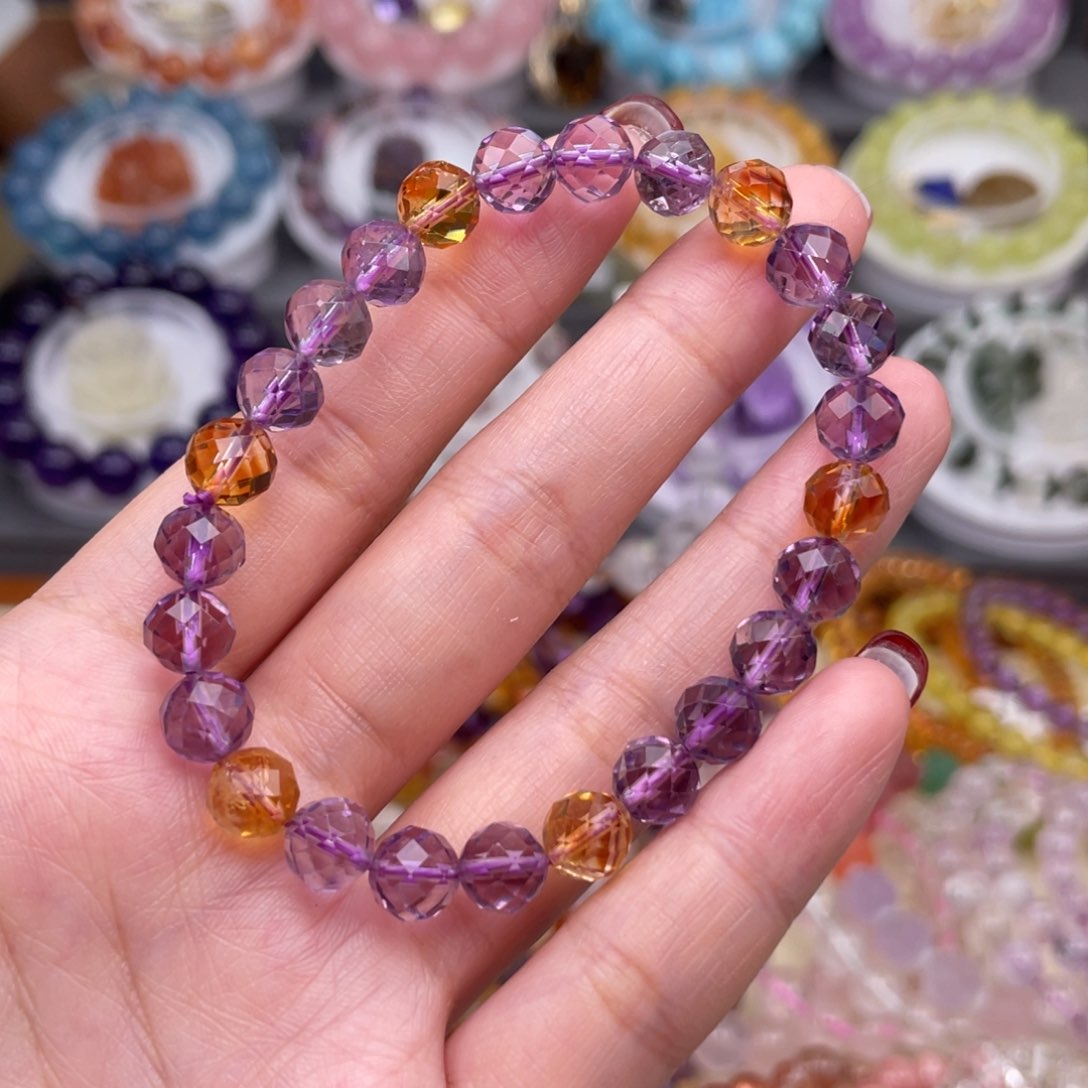 水晶手链未镶嵌紫黄