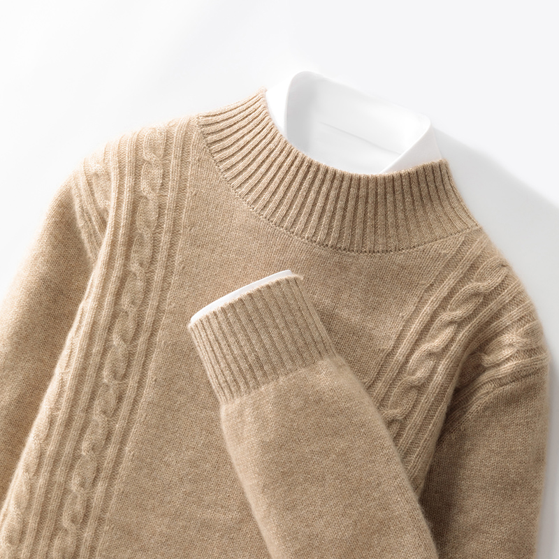 男士七针梯形半高领羊绒打底休闲百搭商务