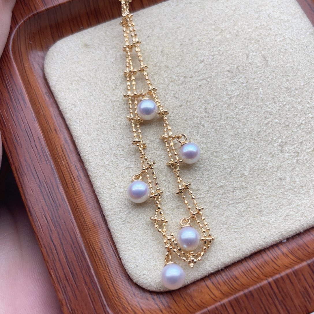 淡水珍珠银S925镶嵌手链E9