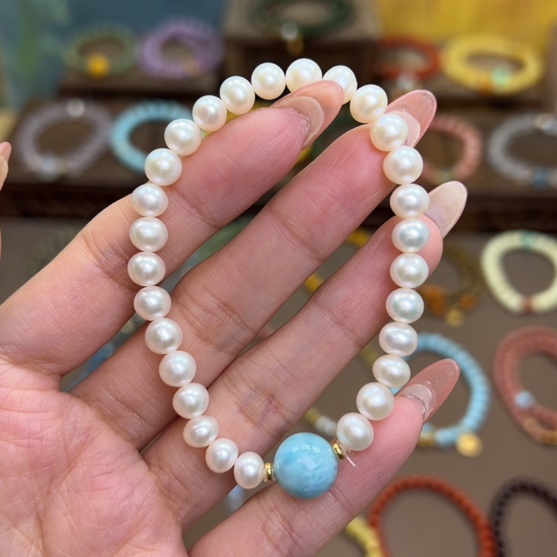 淡水珍珠手串银S925镶嵌阳****暖单圈