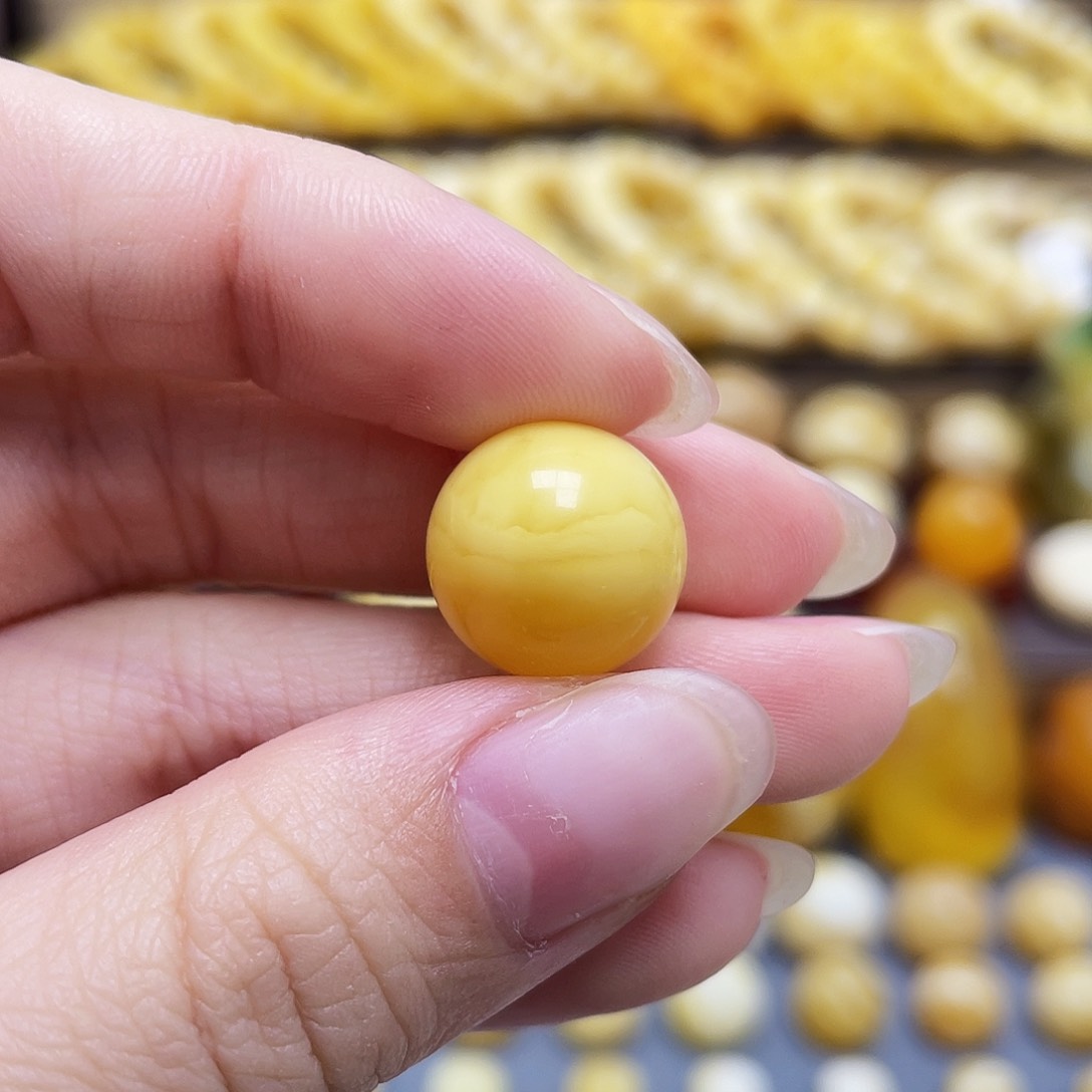 未镶嵌琥珀裸石蜜蜡圆珠14mm微瑕