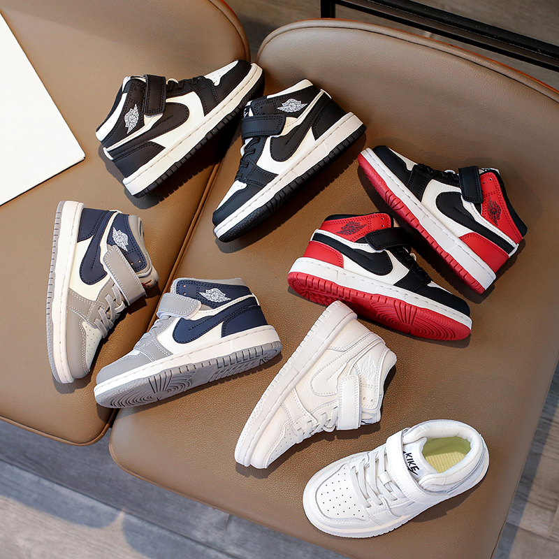 儿童运动鞋秋季新款加绒二棉高帮男孩鞋女童空军休闲板鞋篮球鞋