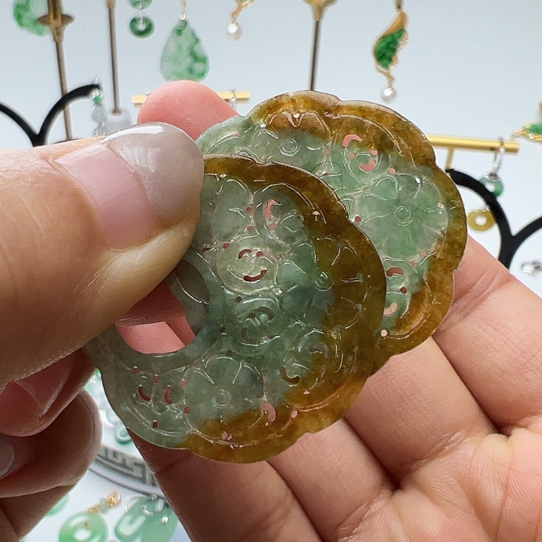 翡翠未镶嵌耳饰天然缅甸A货翡翠