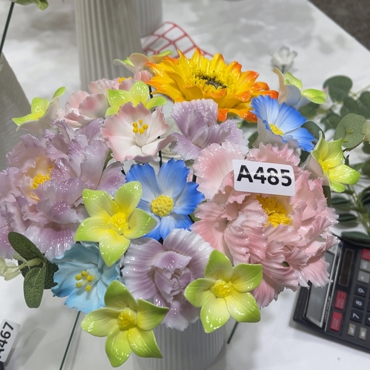 ༄***࿐陶瓷花手工捏制A485不花瓶