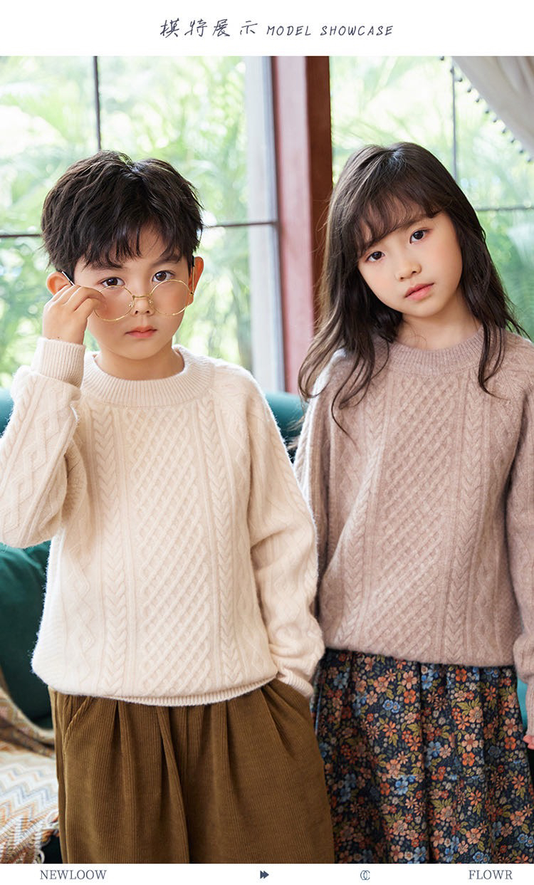 纯羊毛衫男童女童宝宝装毛衣童装针织衫休闲百搭外穿内搭打底衫