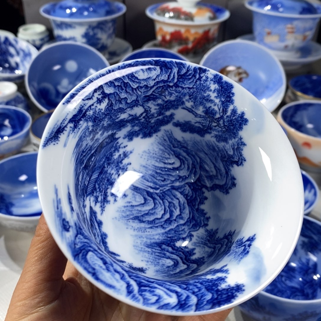 。***哦青花山水主人杯杯