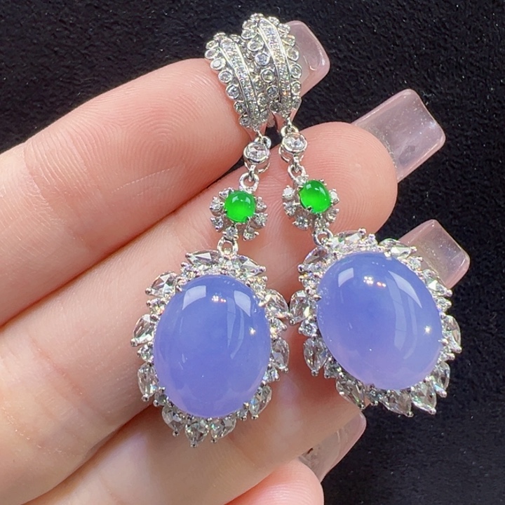 翡翠18K金镶嵌耳饰耳坠