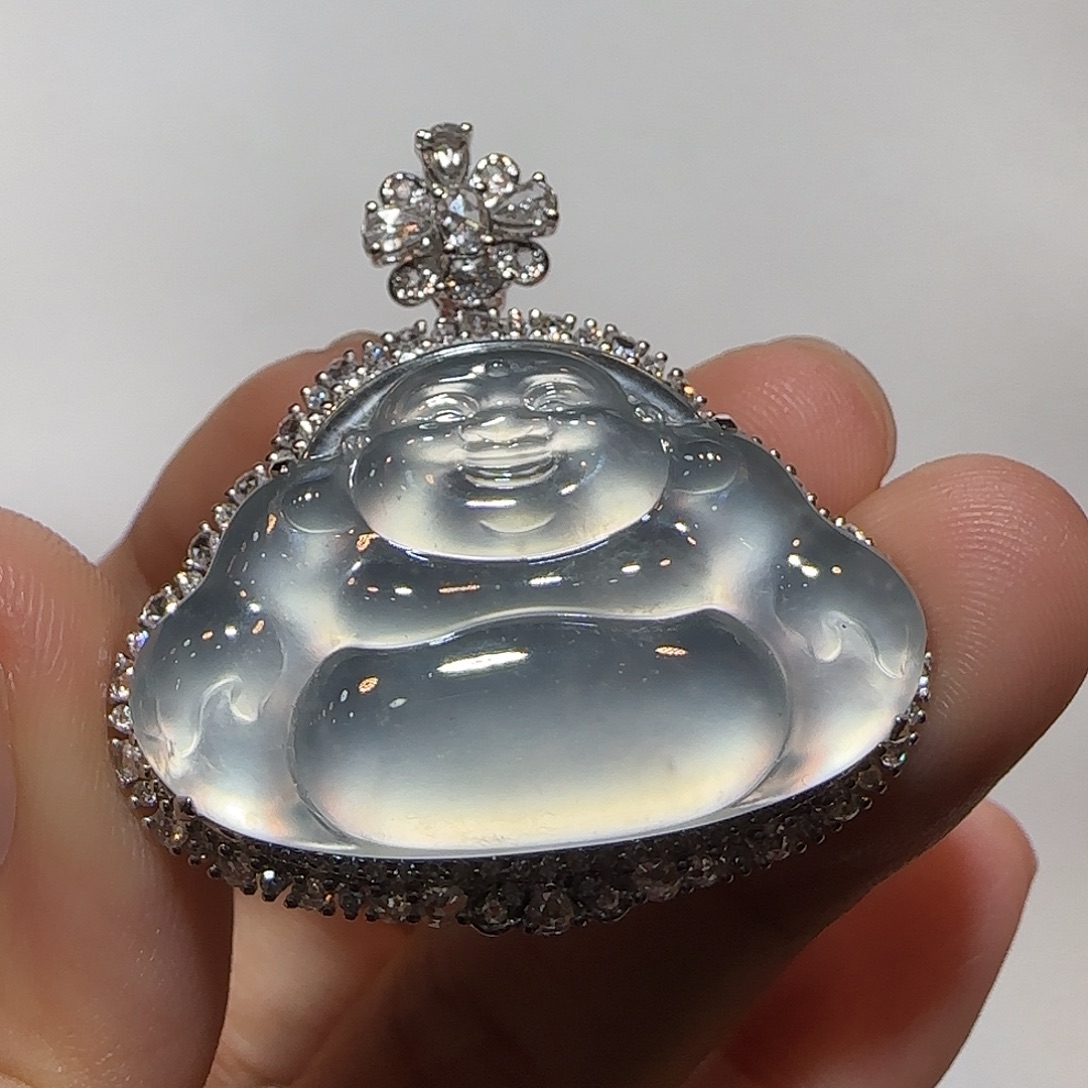 翡翠18K金镶嵌吊坠(不含链)佛公