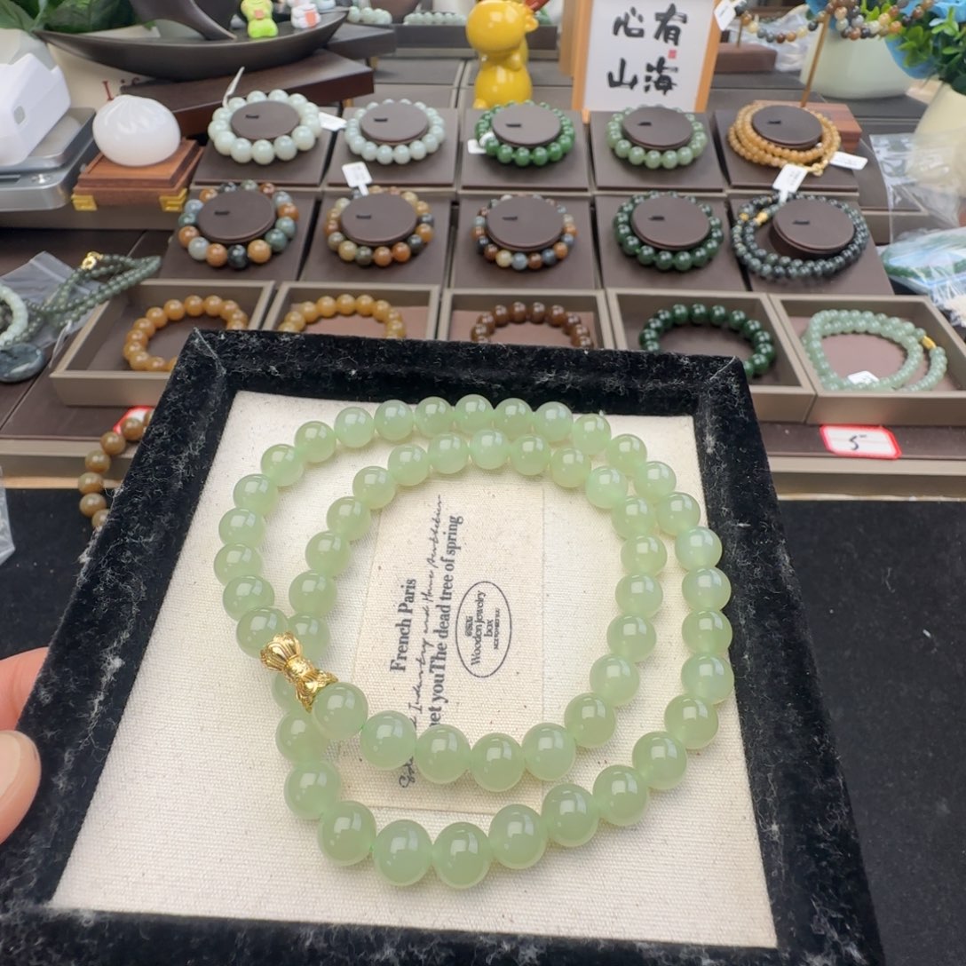 和田玉未镶嵌手链卡8冰晴女神链，60