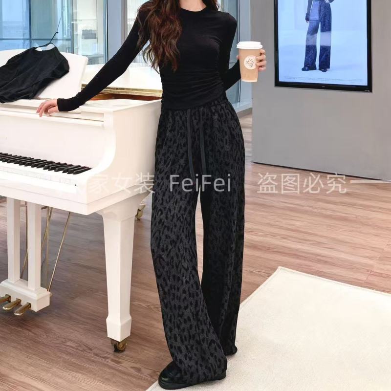 飞飞家~豹纹裤！！加绒加厚~时尚保暖 显瘦窄版直筒#休闲裤kc269