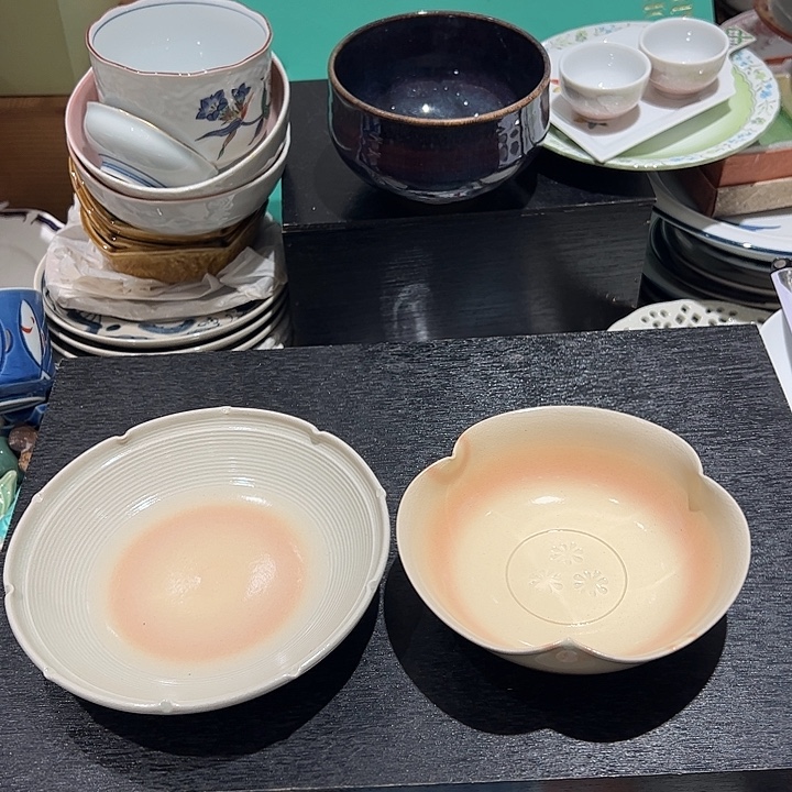 Z***.瓷陶葵口小碗小盘一套有调性