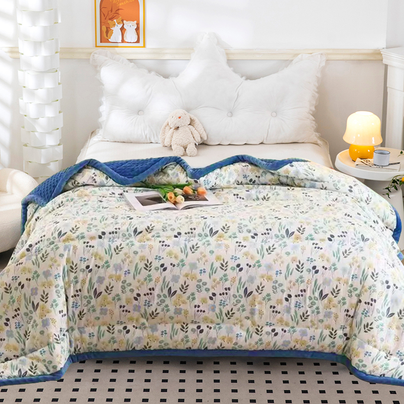 加厚保暖豆豆绒春秋被AB面可机洗单人学生宿舍2025新款加绒被子