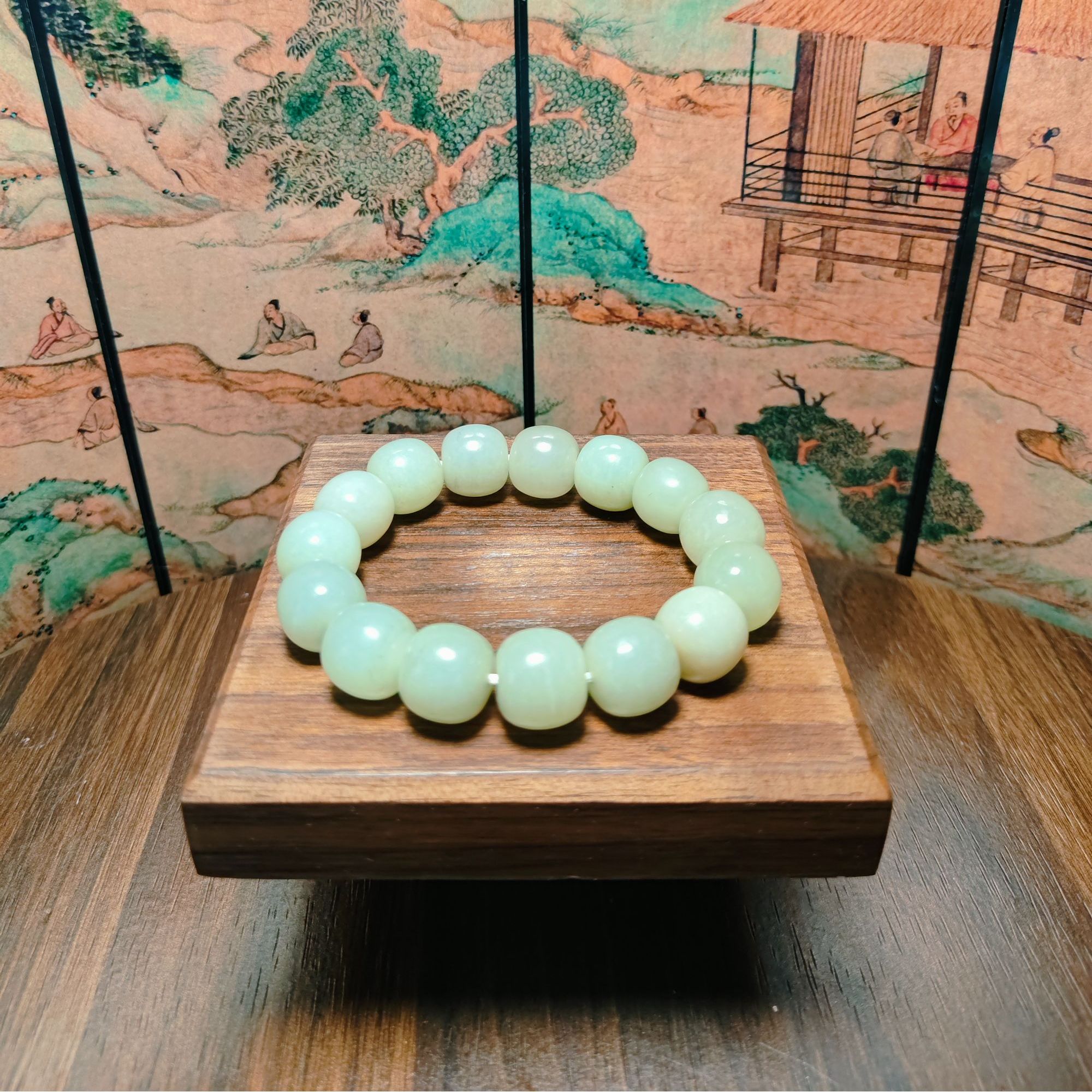 R和田玉桶珠手串（卡14）0715