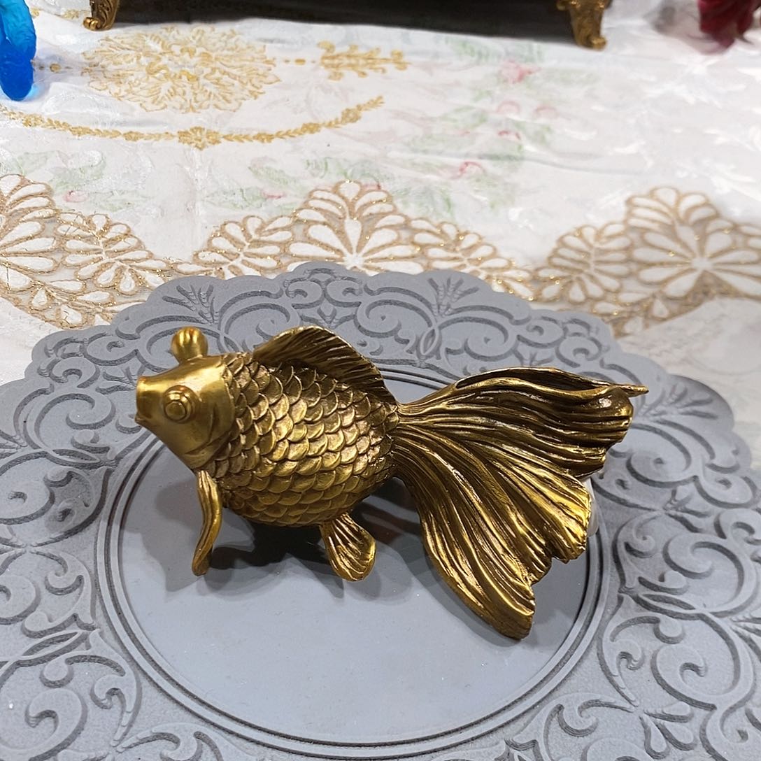 摆件F3289纯铜金鱼摆件