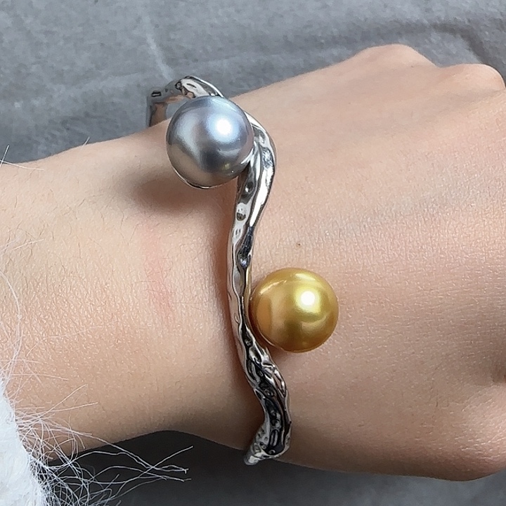 海水珍珠手镯银S925镶嵌