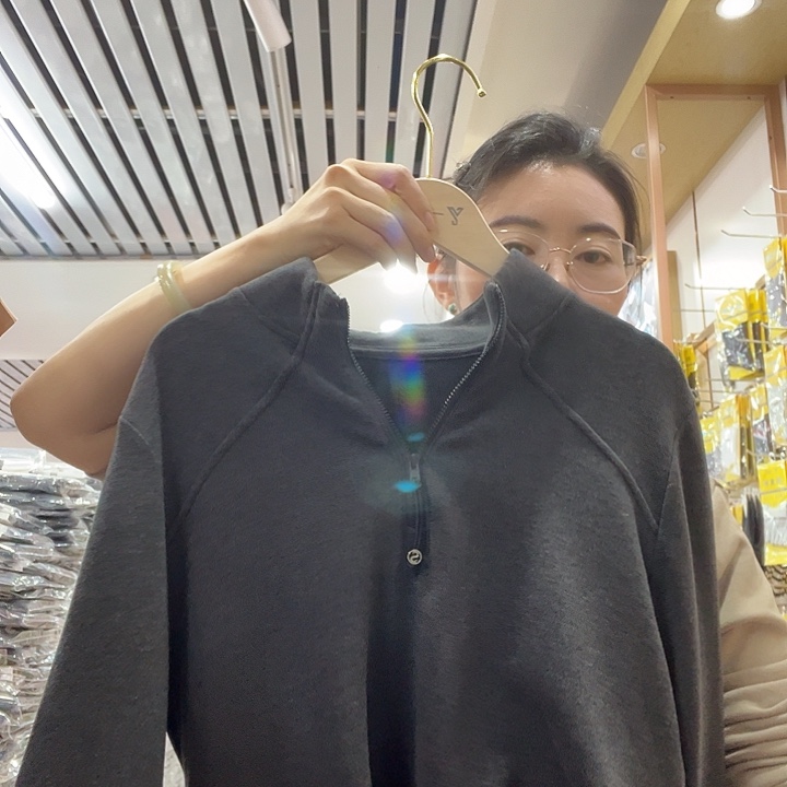 加绒半拉链高级灰90-140斤