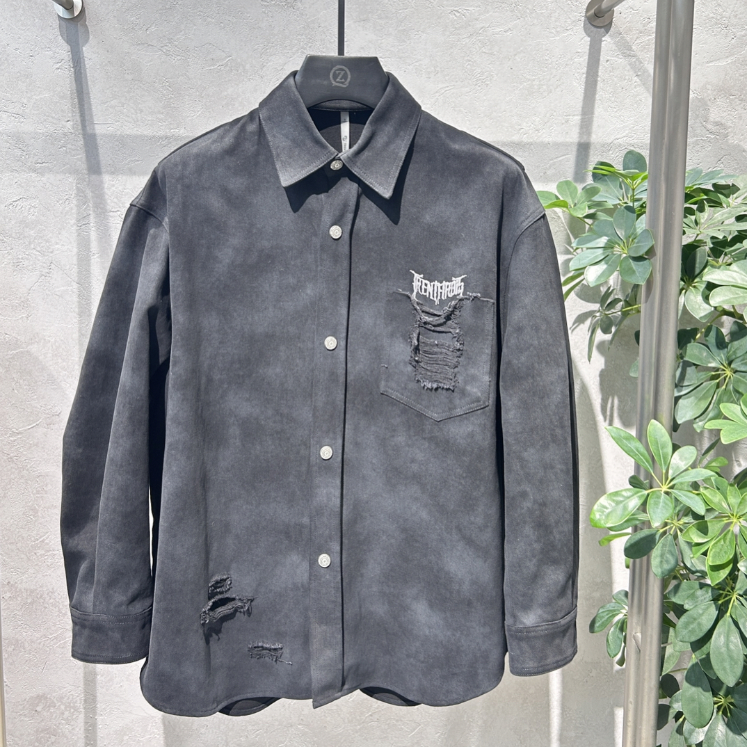 秋季男士长袖扎染渐变宽松衬衫夹克外套