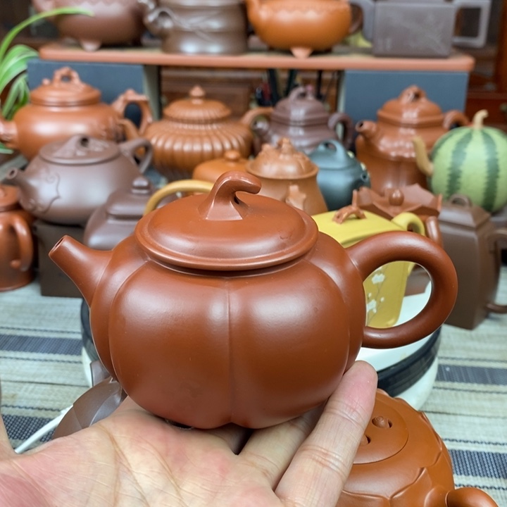 紫砂茶壶南瓜260cc原矿朱泥特价