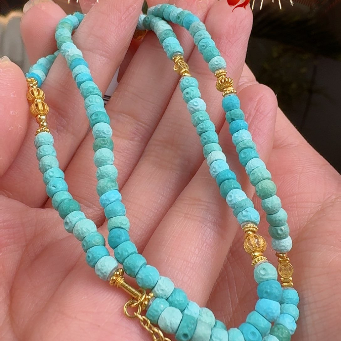 绿松石珠宝奇石18K金镶嵌