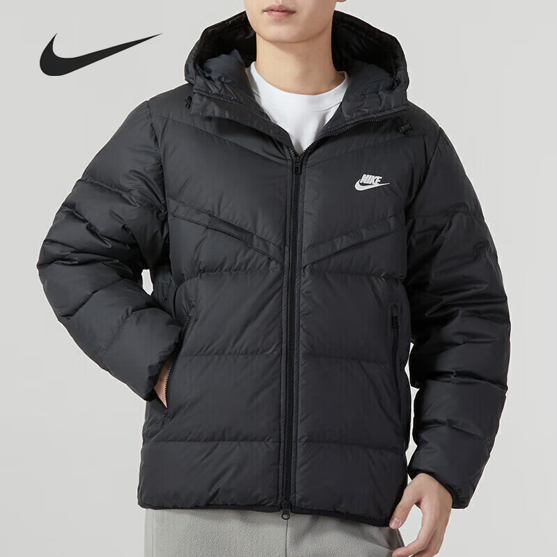 NIKE/耐克男子连帽冬季休闲短款宽松保暖夹克运动羽绒服【流光风
