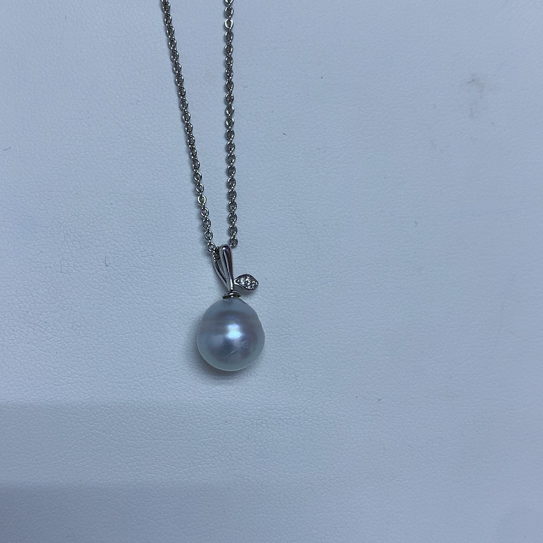 吊坠(不含链)银S925镶嵌海水珍珠10-11