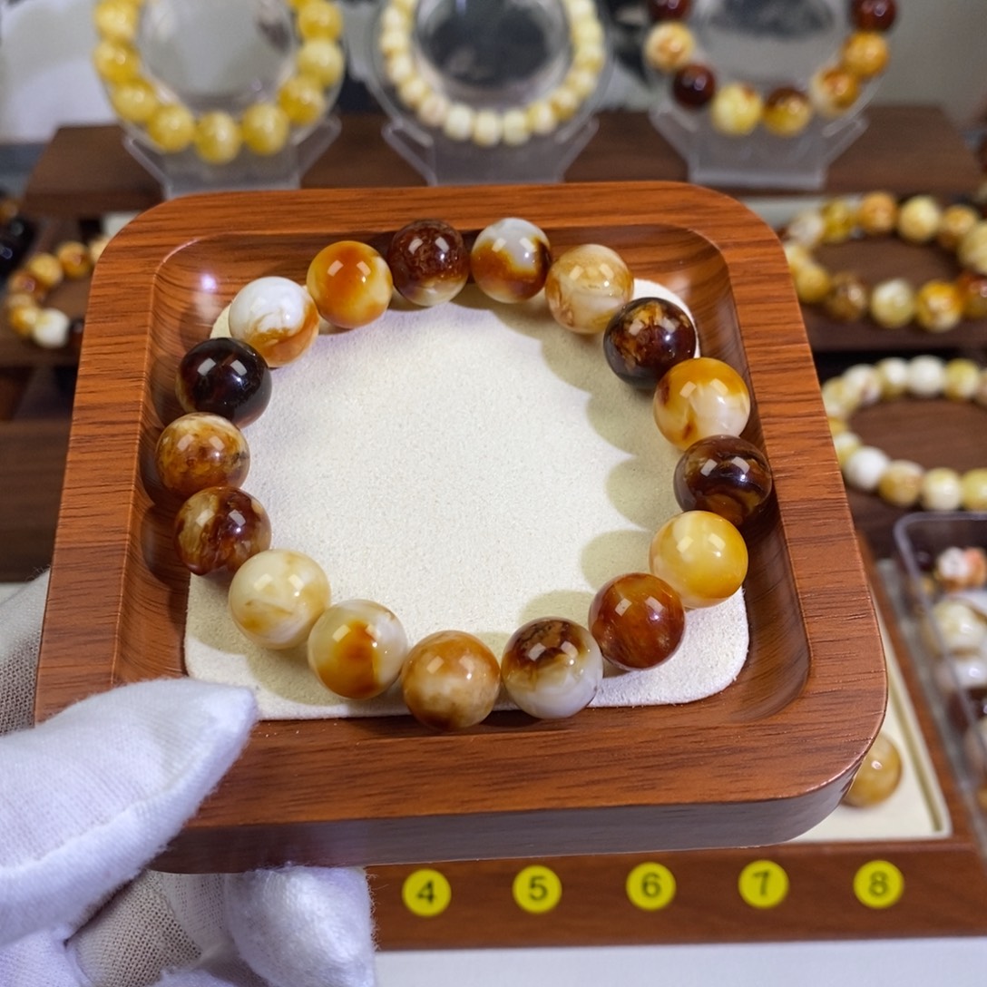 蜜蜡未镶嵌裸石天然沁色蜜蜡手串12mm➕