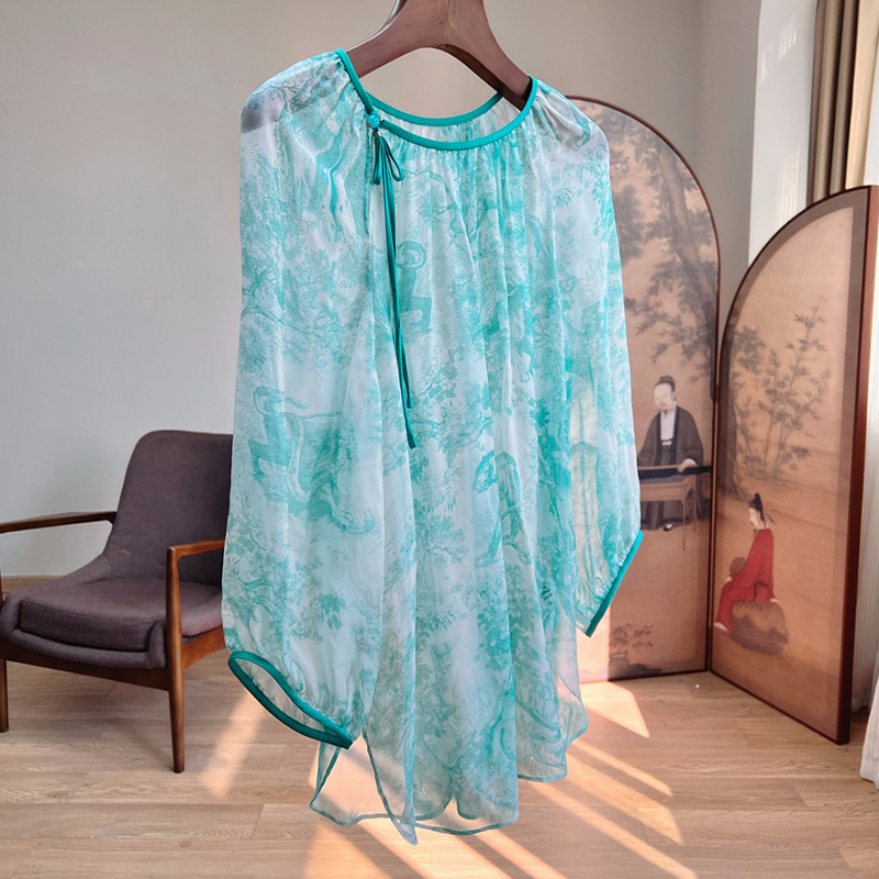 拉贝碧 素描世界 桑蚕丝雪纺罩衫 防晒衣上衣