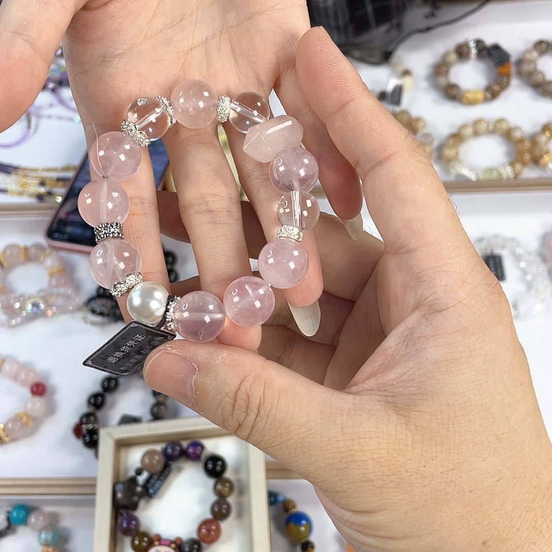 水晶手链银S925镀金镶嵌